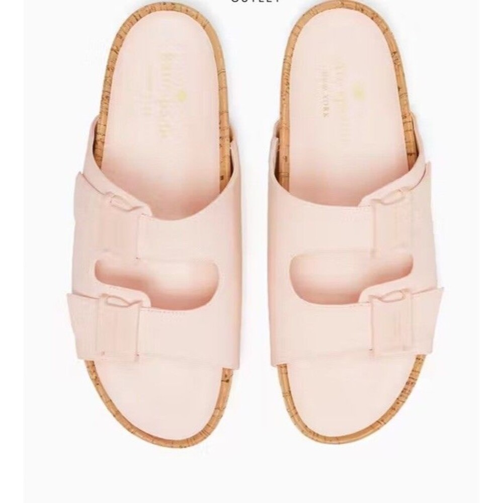 Kate Spade New York Becca Sandals Slides Cork Buckle Conch Pink Sz 6